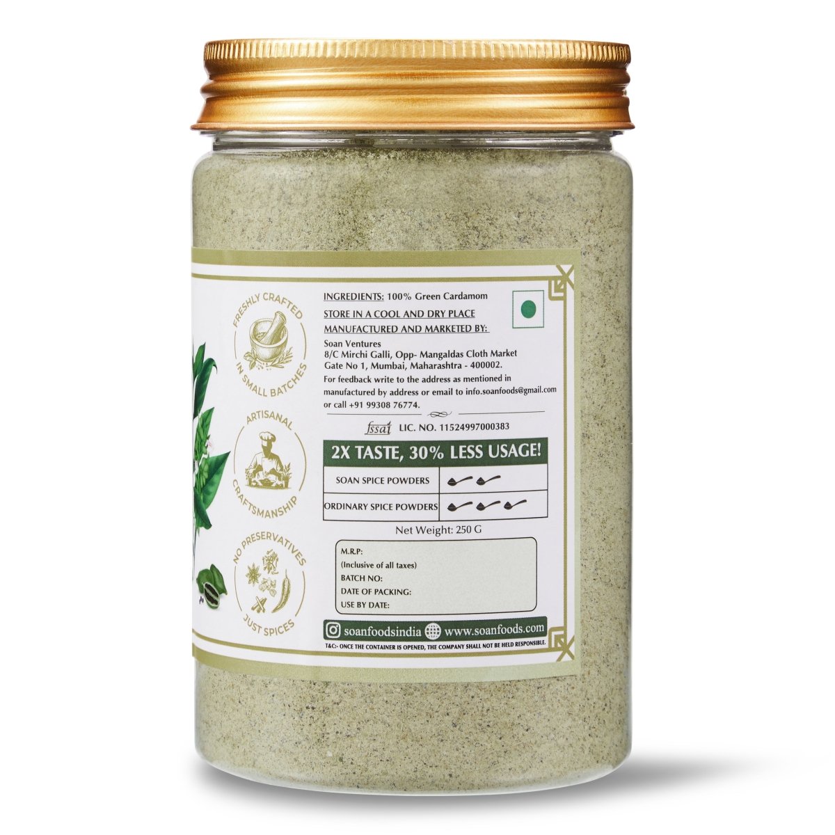 Idukki Elaichi/Green Cardamom Powder - Soan