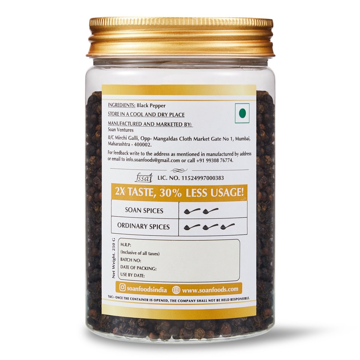 Tellicherry Black Pepper - Soan