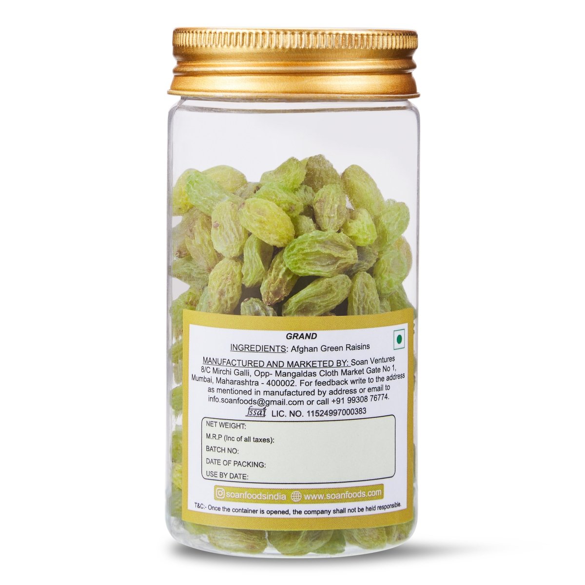 Afghan Green Raisins [Grand] - Soan
