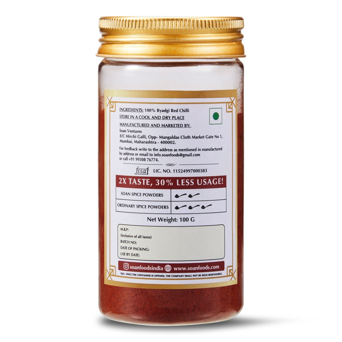 Byadgi Red Chilli Powder - Soan