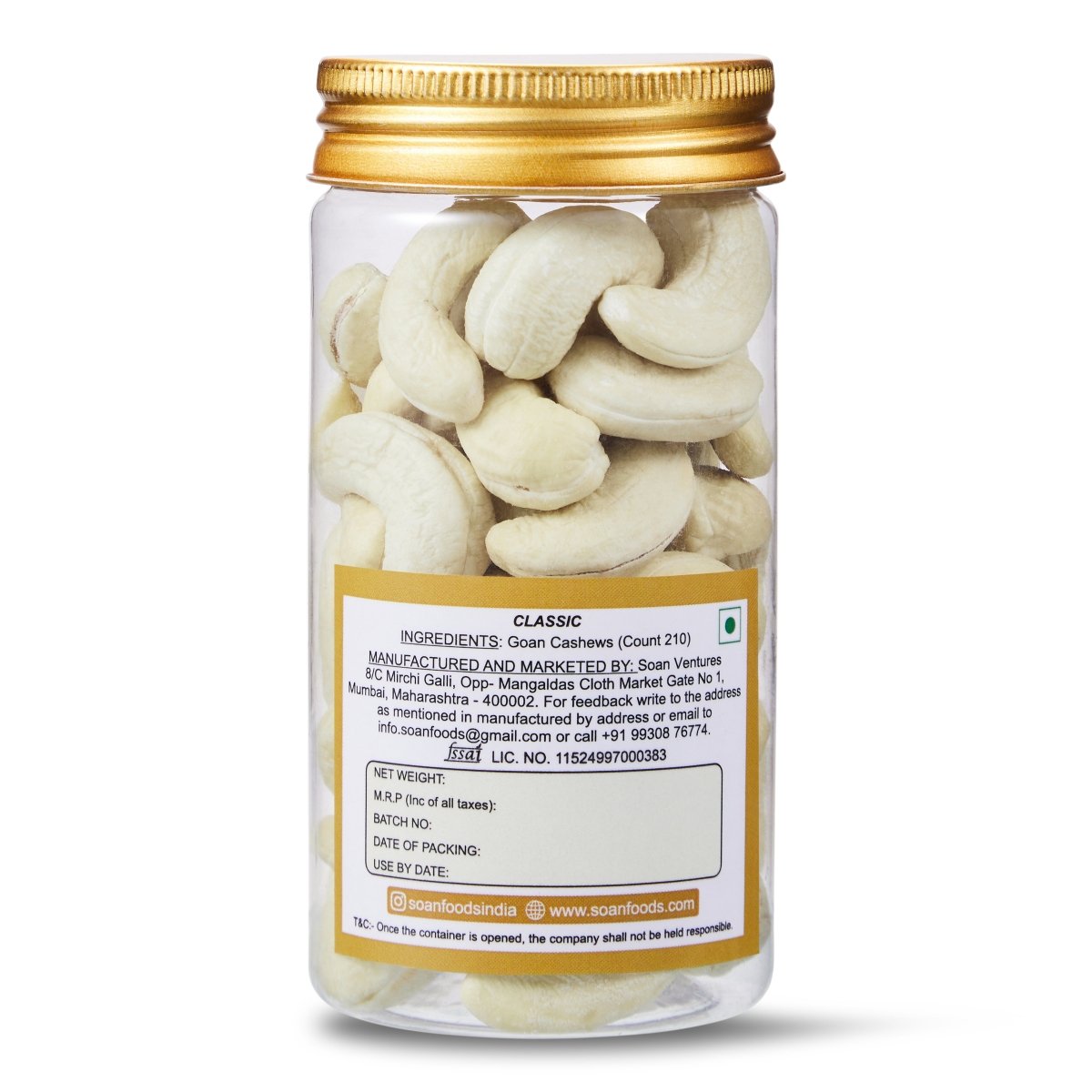 Goan Cashews Count 210 [Classic] - Soan