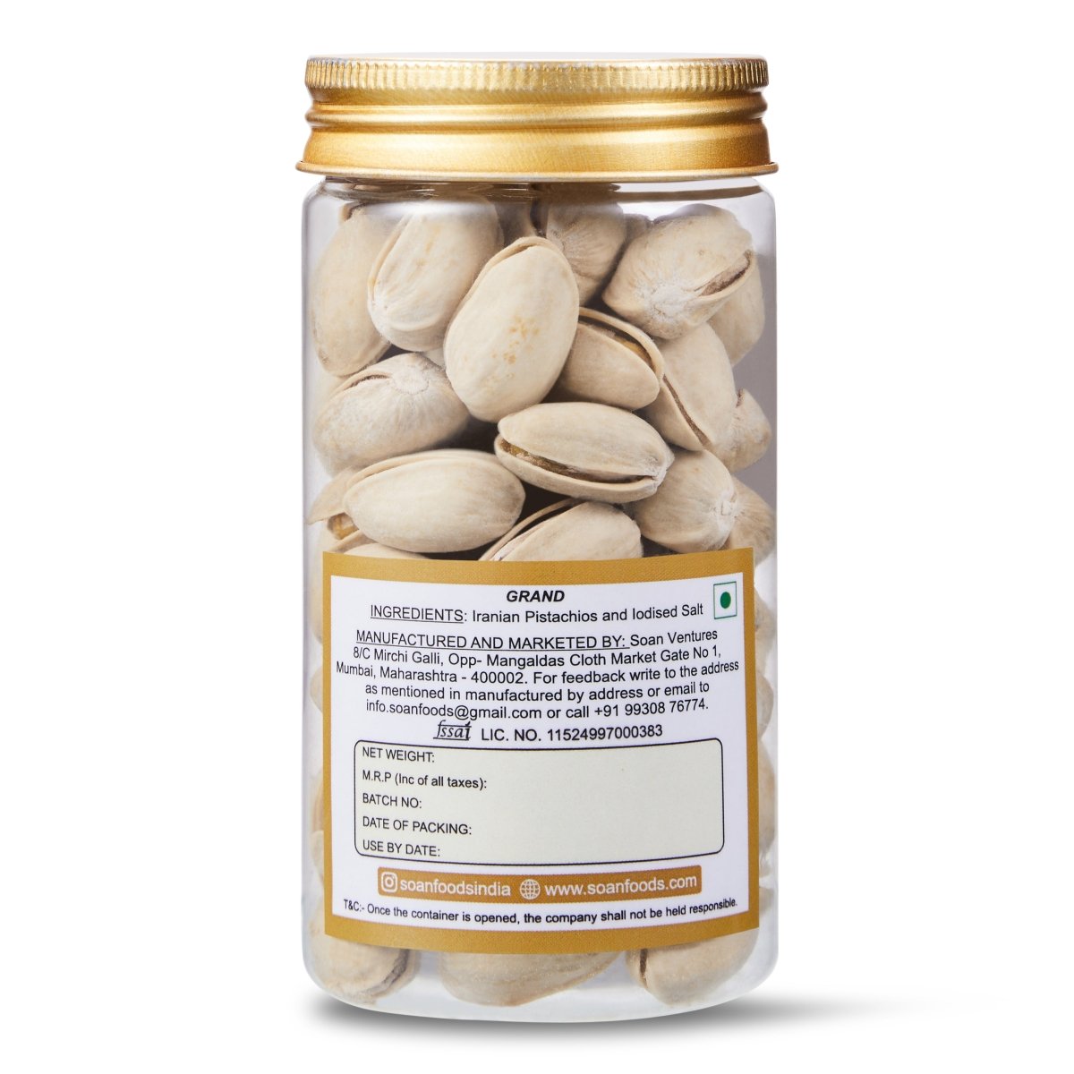 Iranian Pistachios [Roasted & Salted - Grand] - Soan