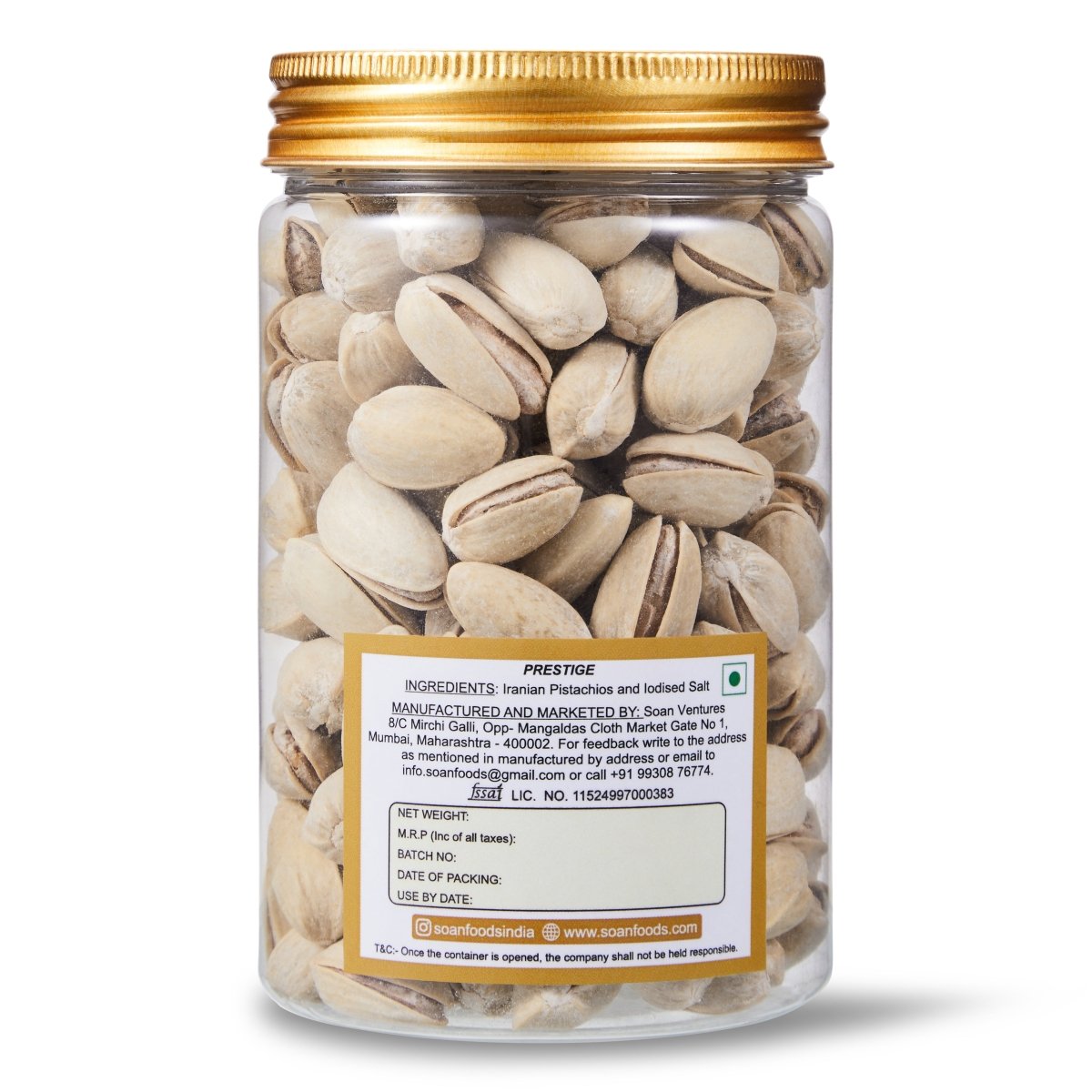 Iranian Pistachios [Roasted & Salted - Prestige] - Soan