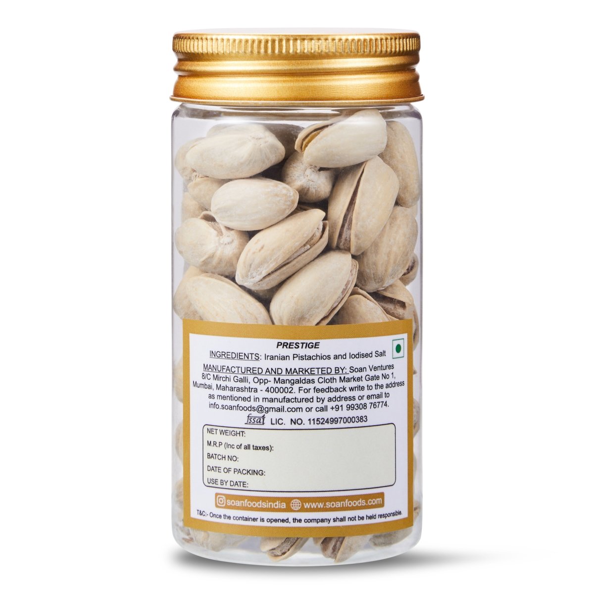 Iranian Pistachios [Roasted & Salted - Prestige] - Soan