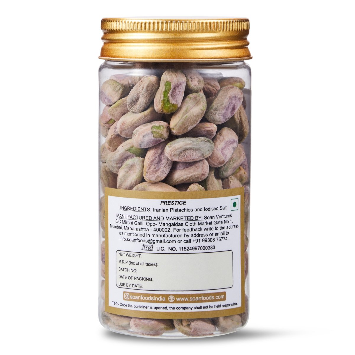 Iranian Pistachios [Roasted & Salted - Unshelled] - Soan