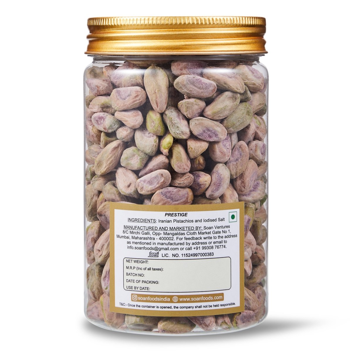 Iranian Pistachios [Roasted & Salted - Unshelled] - Soan